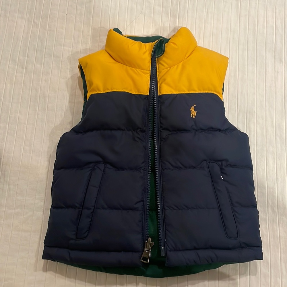 Versatile Ralph Lauren Reversible Green/Yellow and Navy Vest